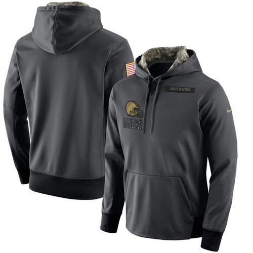 Men's Cleveland Browns Nike Anthracite Salute to Service Player Performance Hoodie - Click Image to Close